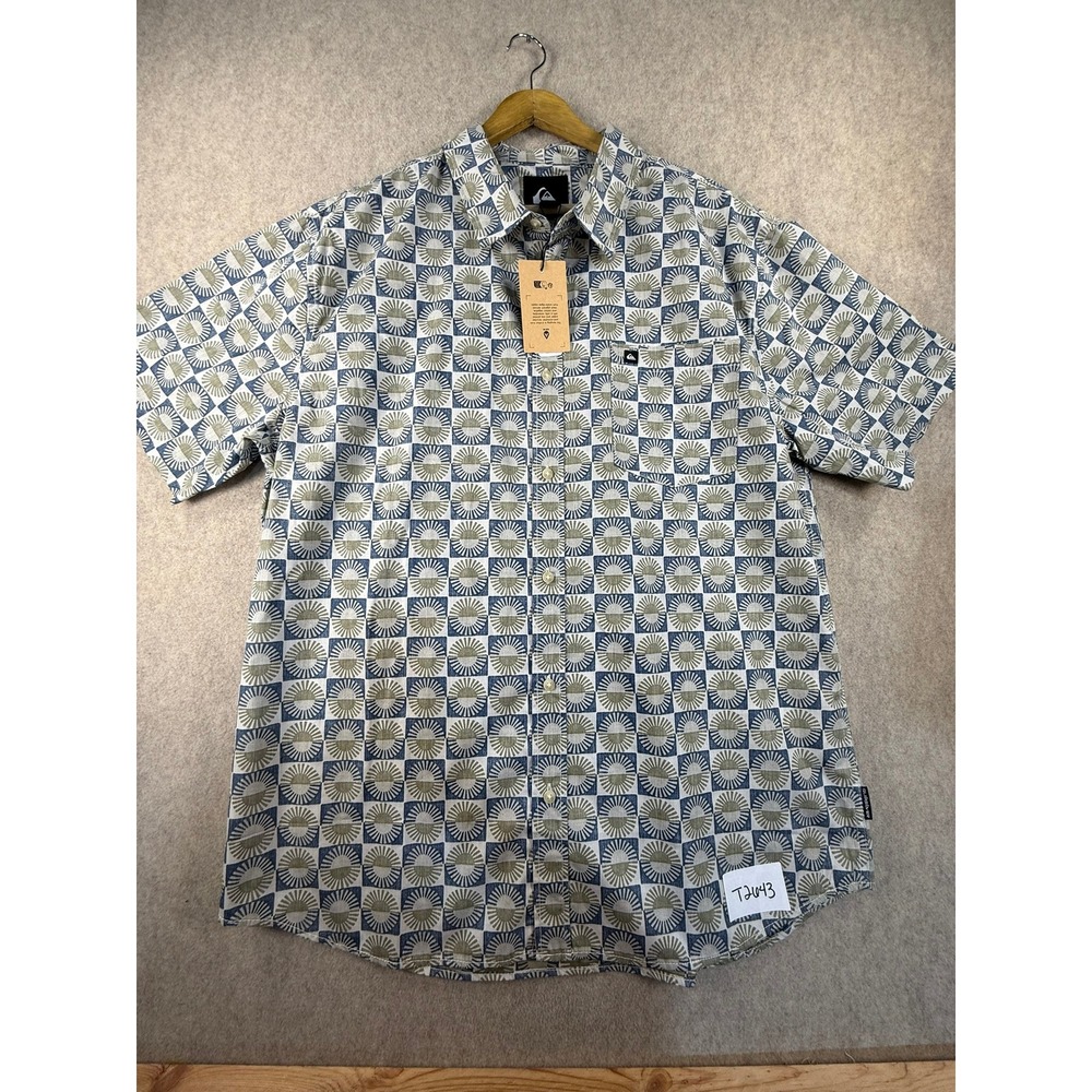 Quiksilver Mens XXL Sunburst Checkerboard Short Sleeve Button Down Shirt